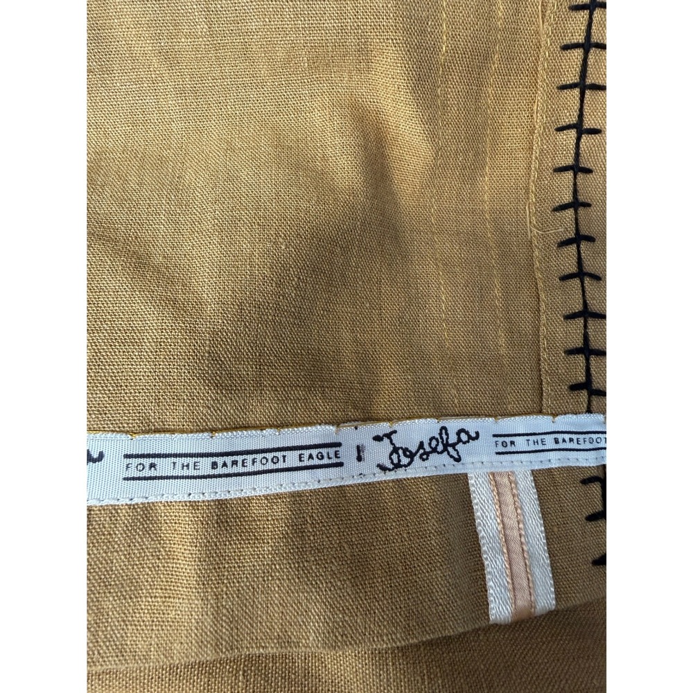Josefa Vintage 70s 100% Cotton Long Kaftan Maxi Dress Size M Yellow Embroidered - Picture 9 of 9